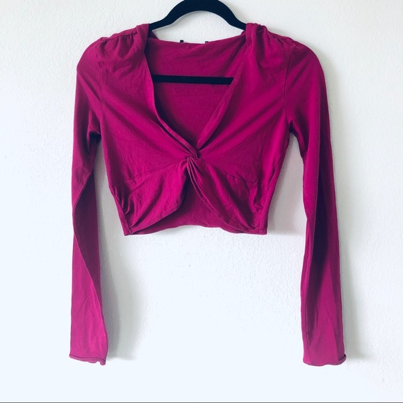 Express Tops - Cropped magenta hoodie 3/$20